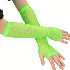 Y2K Fishnet Long Gloves Solid Mid length Gloves Punk Fingerless Gloves For Women