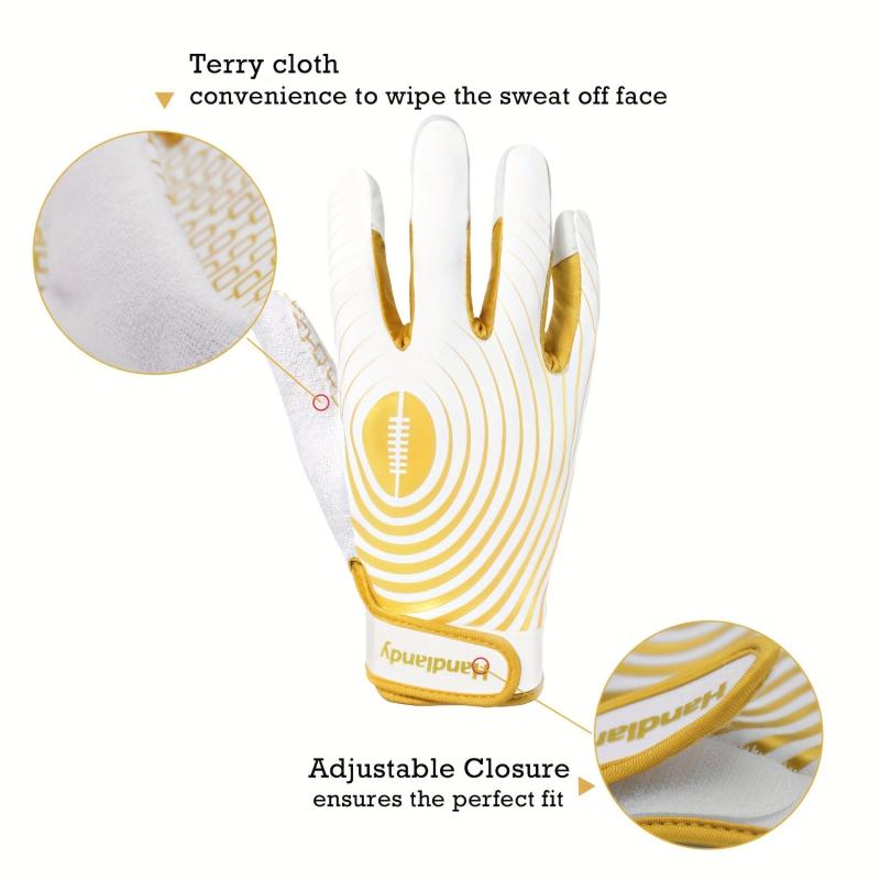 Adjustable Closure Football Gloves Sticky Wide Receiver Gloves