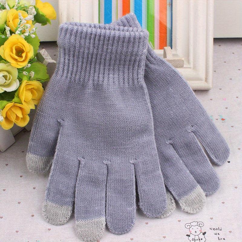 Knitted Warm Full Finger Touch Screen Gloves for Driving Cycling Skiing
