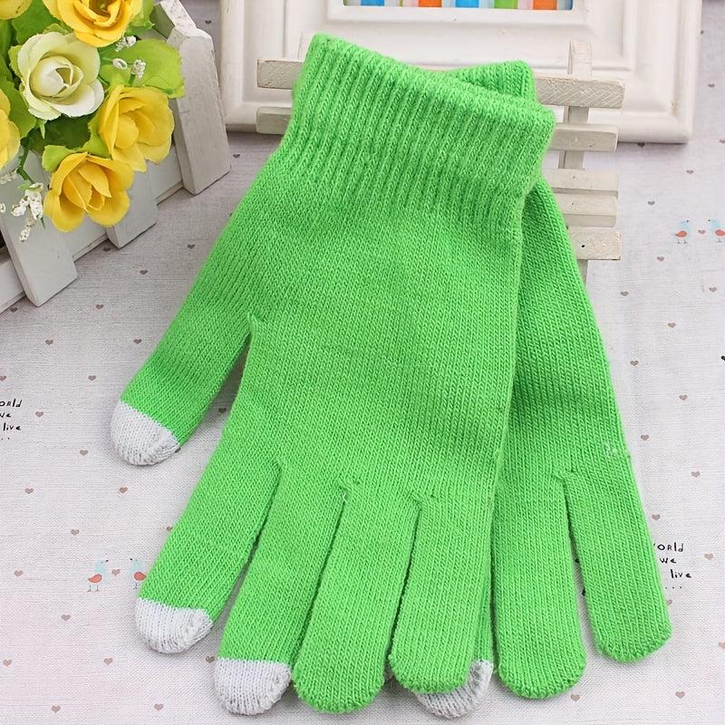 Knitted Warm Full Finger Touch Screen Gloves for Driving Cycling Skiing