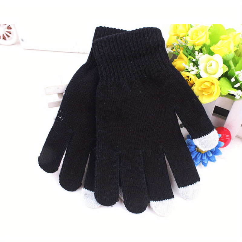 Knitted Warm Full Finger Touch Screen Gloves for Driving Cycling Skiing