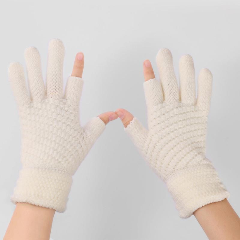 Knitted Fingerless Gloves Couple Wool Gloves