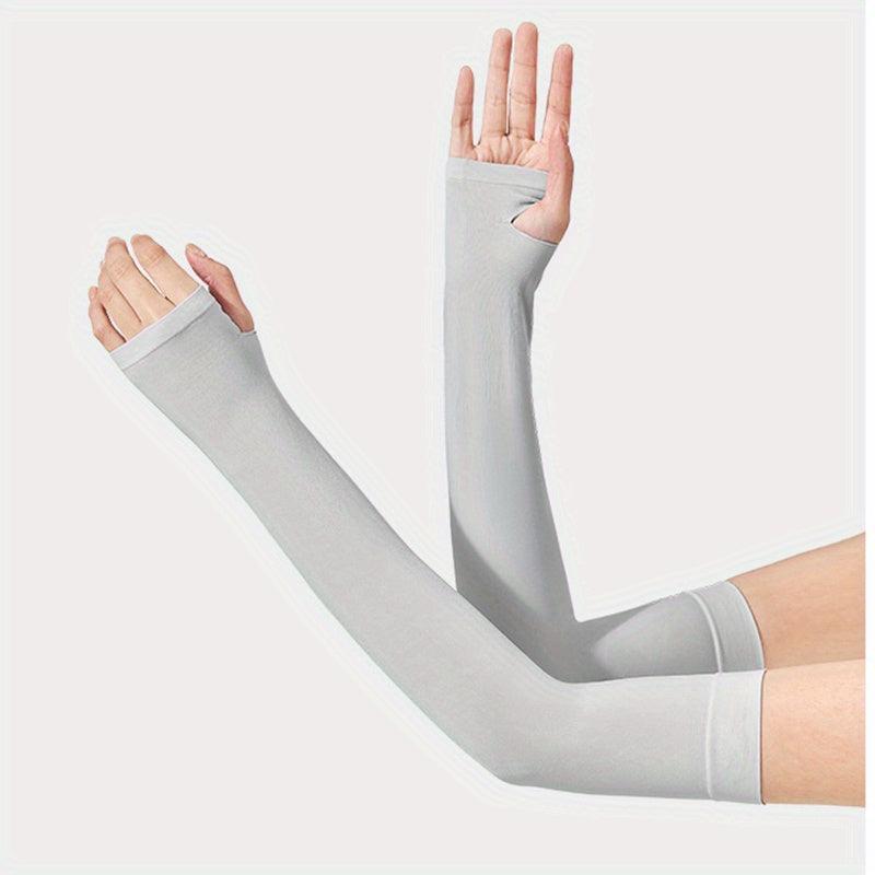 Breathable Elastic Ice Gloves UV Protection Solid Fingerless Gloves