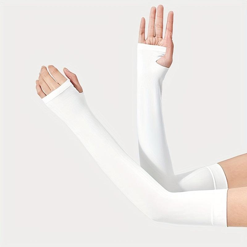 Breathable Elastic Ice Gloves UV Protection Solid Fingerless Gloves