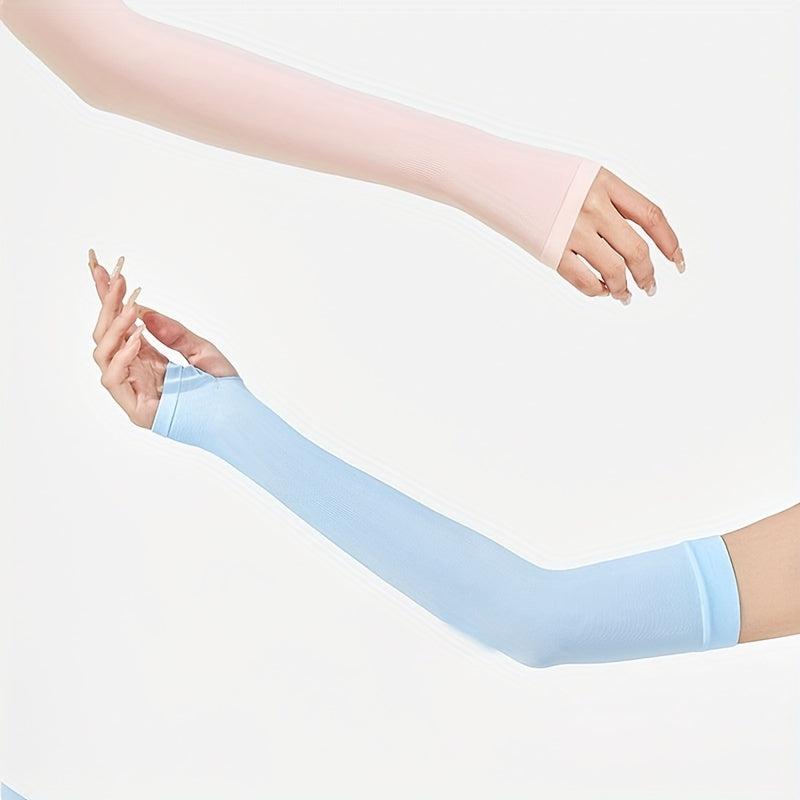 Breathable Elastic Ice Gloves UV Protection Solid Fingerless Gloves