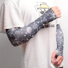 Geometric Universe Ice Sleeves Print UV Protection Gloves