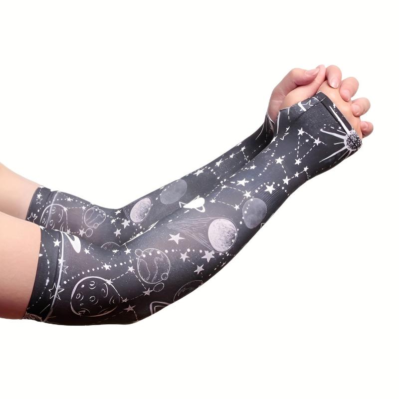 Geometric Universe Ice Sleeves Print UV Protection Gloves