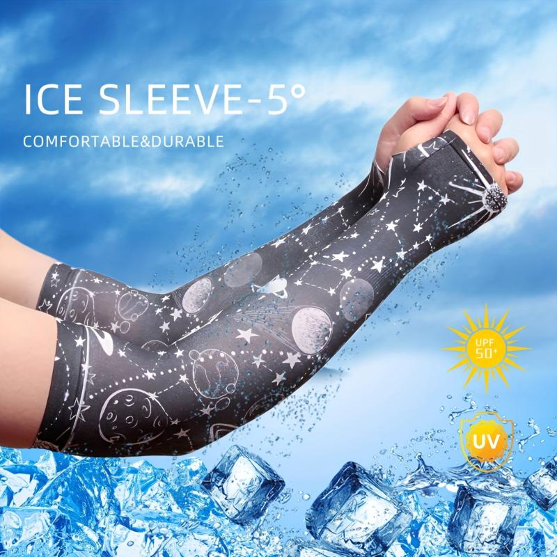 Geometric Universe Ice Sleeves Print UV Protection Gloves