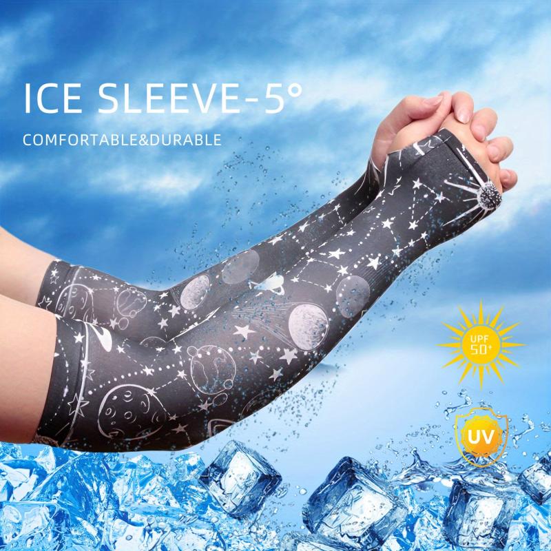 Geometric Universe Ice Sleeves Print UV Protection Gloves