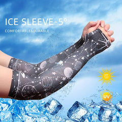 Geometric Universe Ice Sleeves Print UV Protection Gloves