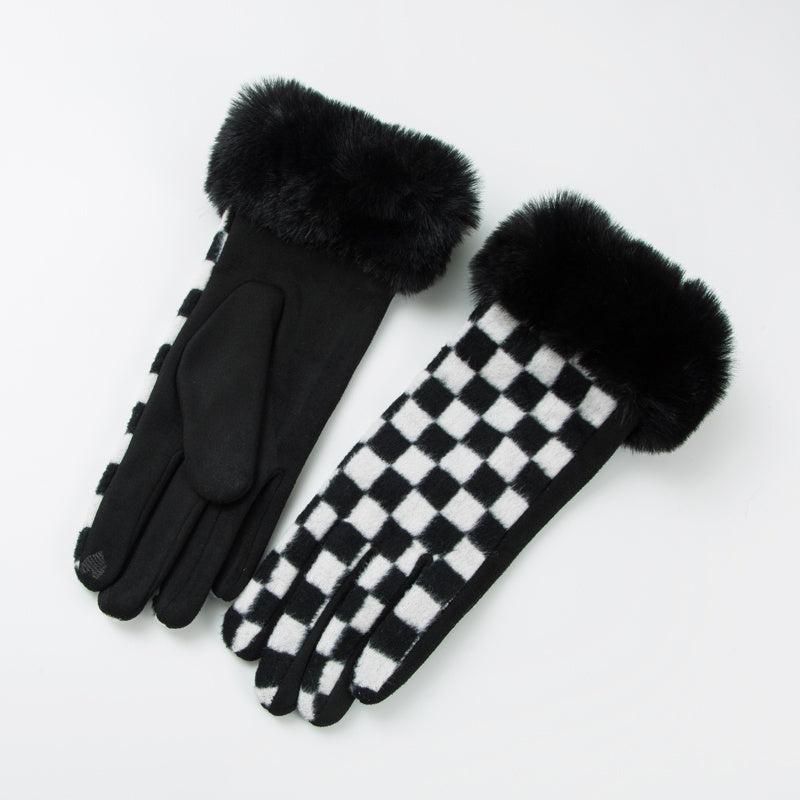 Plush Warm Gloves Plaid Fleece Gloves Autumn Winter