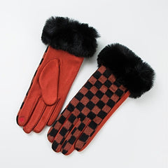 Plush Warm Gloves Plaid Fleece Gloves Autumn Winter