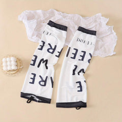 Letter Print Arm Sleeves Unisex Sunscreen Gloves for Outdoor