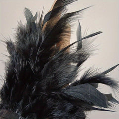 Real Fur Ostrich Feather Cuff Snap Bracelet