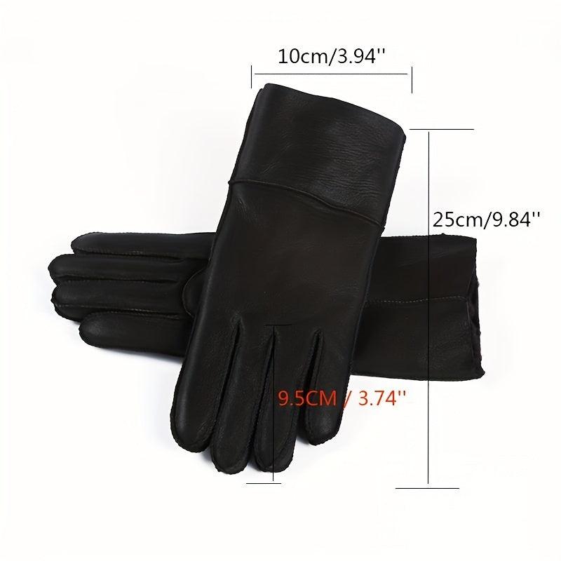 Short Real Sheepskin Gloves Waterproof Full Finger Gloves