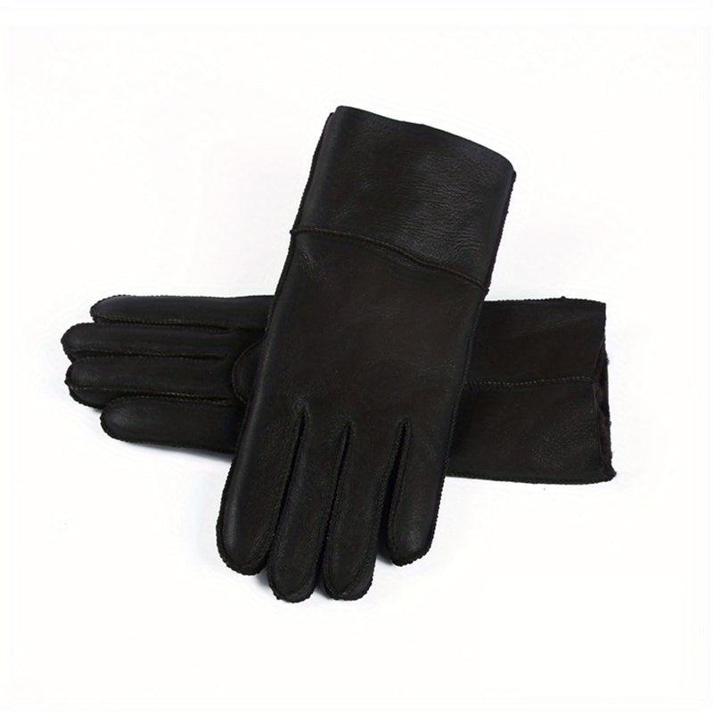 Short Real Sheepskin Gloves Waterproof Full Finger Gloves