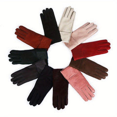 Short Real Sheepskin Gloves Waterproof Full Finger Gloves