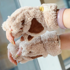 Cat Claw Gloves Paw Plush Fingerless Warm Soft Plush Girls Half Finger Gloves