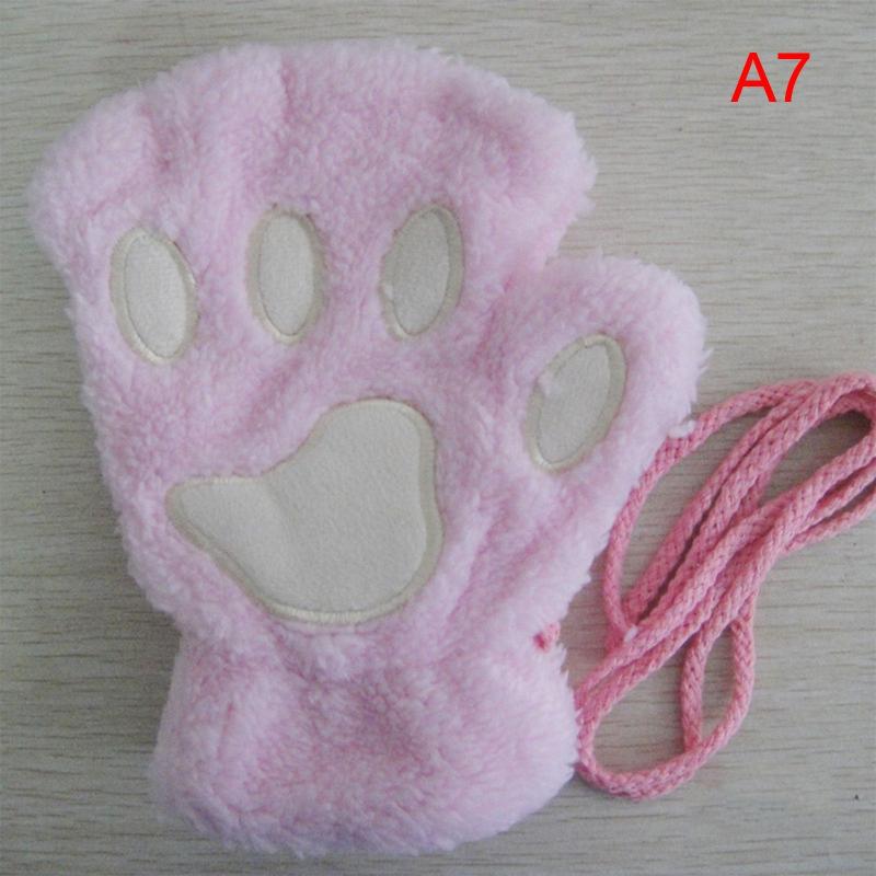 Cat Claw Gloves Paw Plush Fingerless Warm Soft Plush Girls Half Finger Gloves