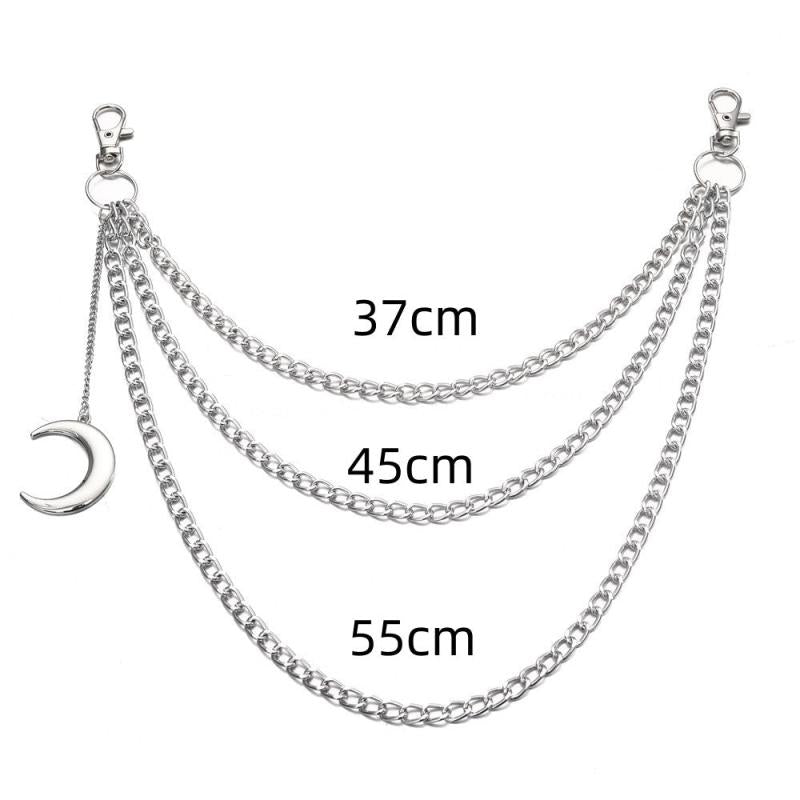 Moon Pendant Chain Punk Keychain for Men Women