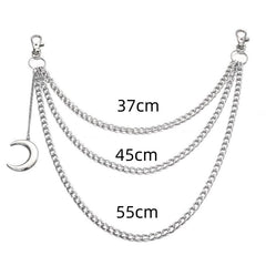 Moon Pendant Chain Punk Keychain for Men Women