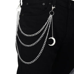 Moon Pendant Chain Punk Keychain for Men Women