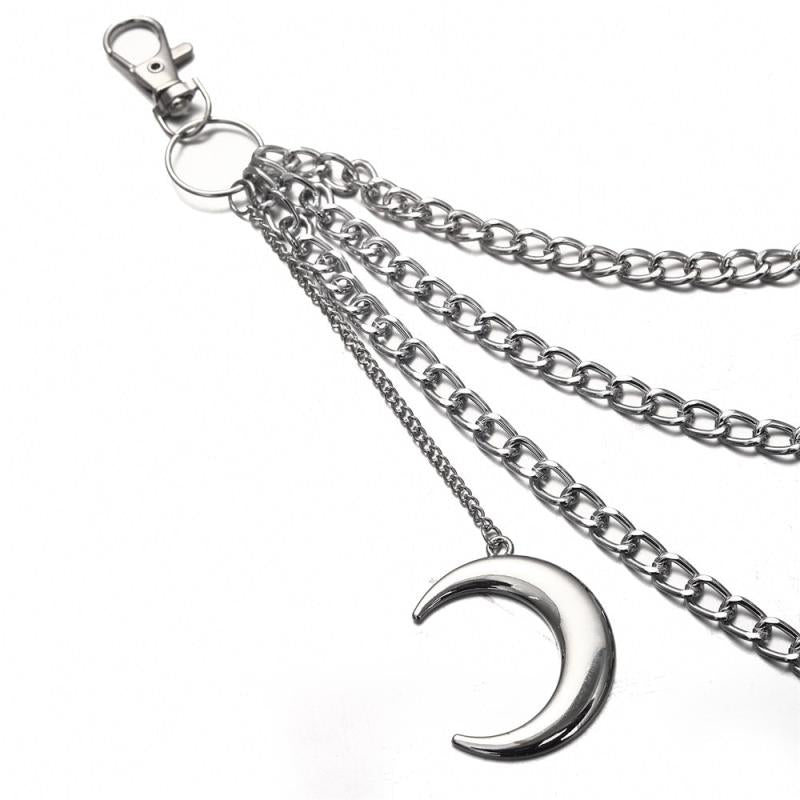 Moon Pendant Chain Punk Keychain for Men Women