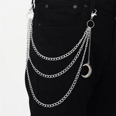 Moon Pendant Chain Punk Keychain for Men Women
