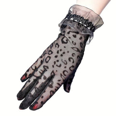 Leopard Print Mesh Women's Casual Evening Gloves