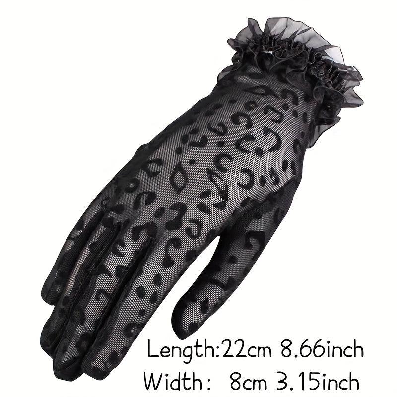 Leopard Print Mesh Women's Casual Evening Gloves