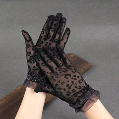 Leopard Print Mesh Women's Casual Evening Gloves