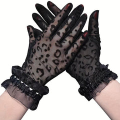 Leopard Print Mesh Women's Casual Evening Gloves