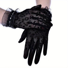 Leopard Print Mesh Women's Casual Evening Gloves