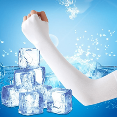 1pair Thumb Hole Arm Sleeves For Women Men Solid Sunscreen Ice Sleeves Gloves