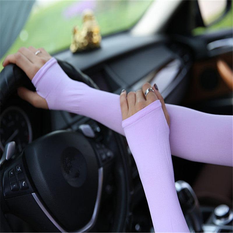 Elastic Ice Sleeve Sunscreen Fingerless Gloves for Outdoor