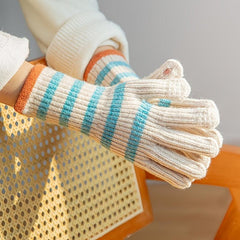 Knitted Striped Finger Gloves Hand Warmers for Women