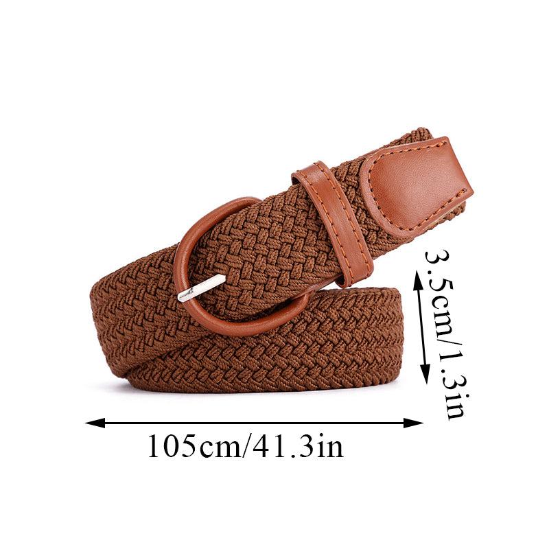 Knitted Pin Buckle Woven Canvas Elastic Stretch Belt Men
