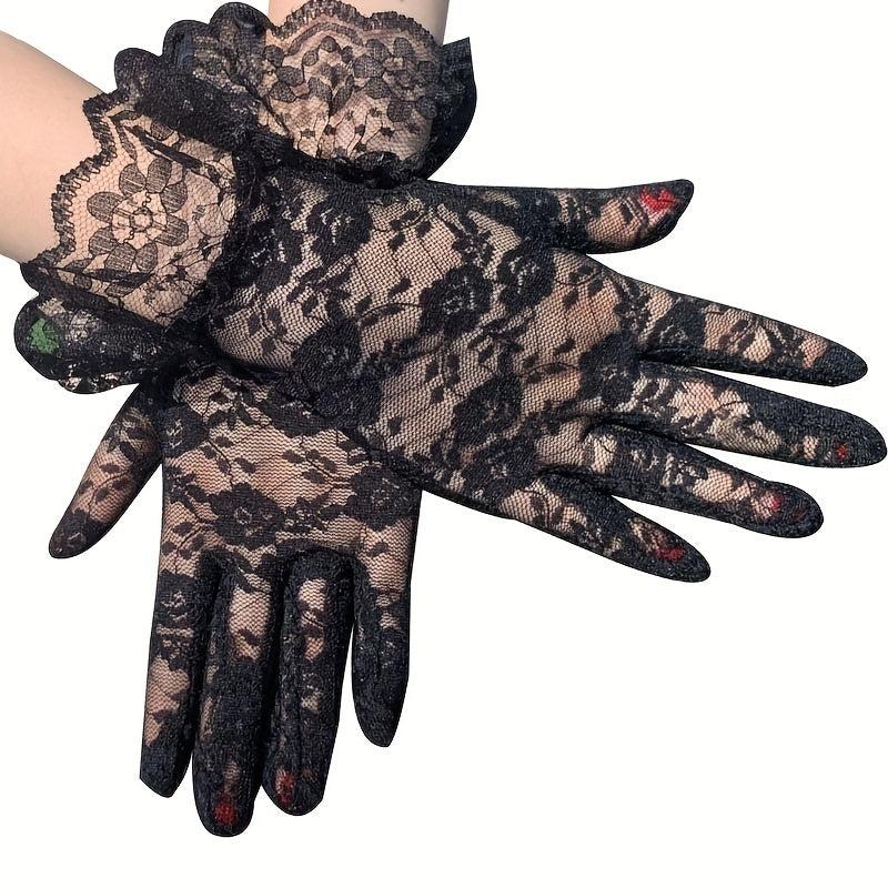 Floral Lace Ruffle Short Gloves Solid Decorative Dress Accessories