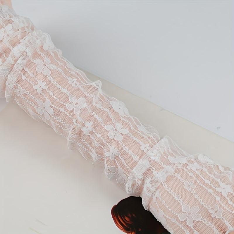 Flower Embroidery Long Sleeves Mesh Sunscreen Long Gloves