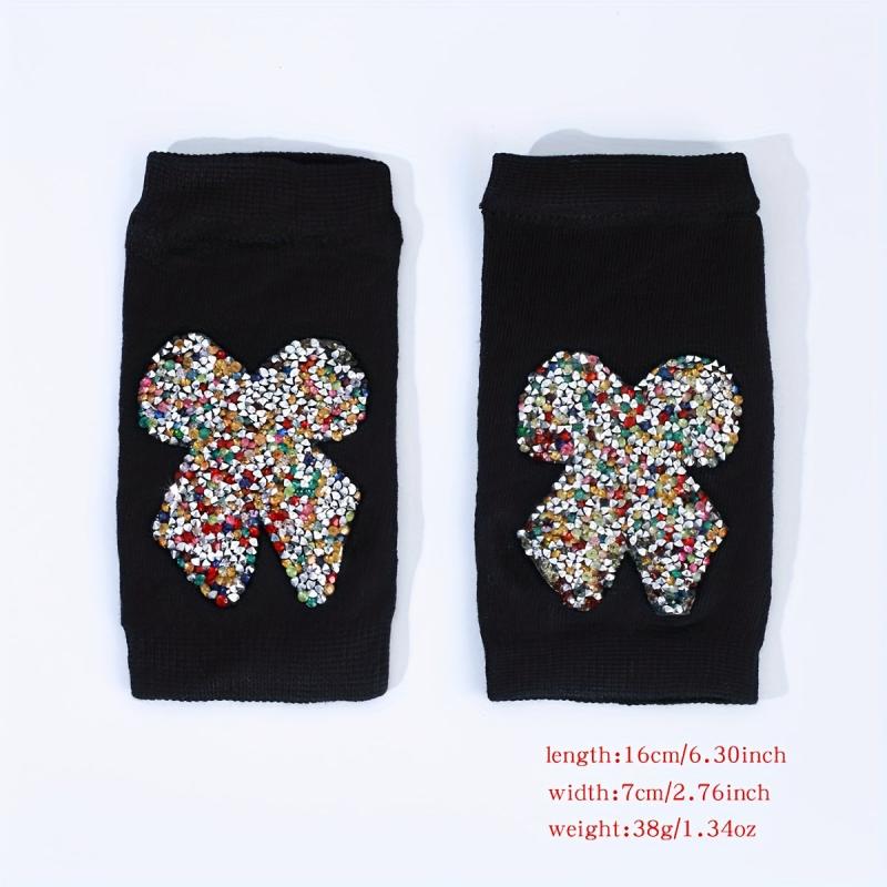 Colorful Rhinestone Butterfly Y2K Gloves Elastic Fingerless Gloves