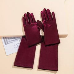 Velvet Long Gloves Solid Vintage Women Dress Gloves