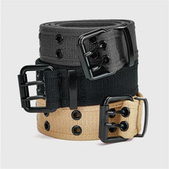 Men's Canvas Double-Breasted Full Body Leather Belt