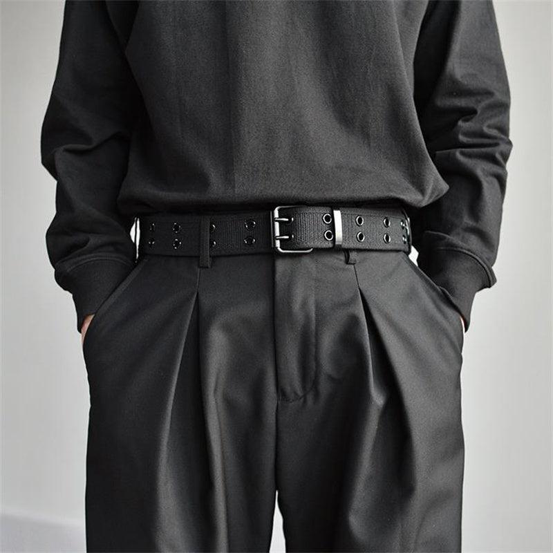 Men's Canvas Double-Breasted Full Body Leather Belt