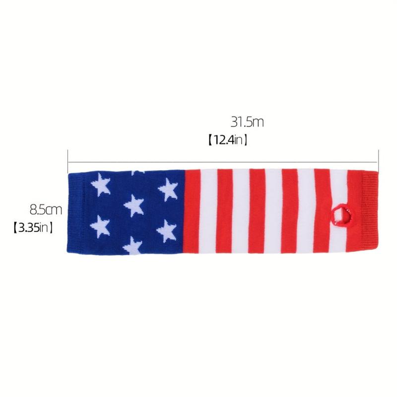 Flag Knitted Gloves Block Elastic Mid length Gloves Casual Fingerless Gloves