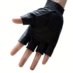 Unisex Tactical Fingerless Gloves PU Leather Outdoor Sports Fitness Half Finger