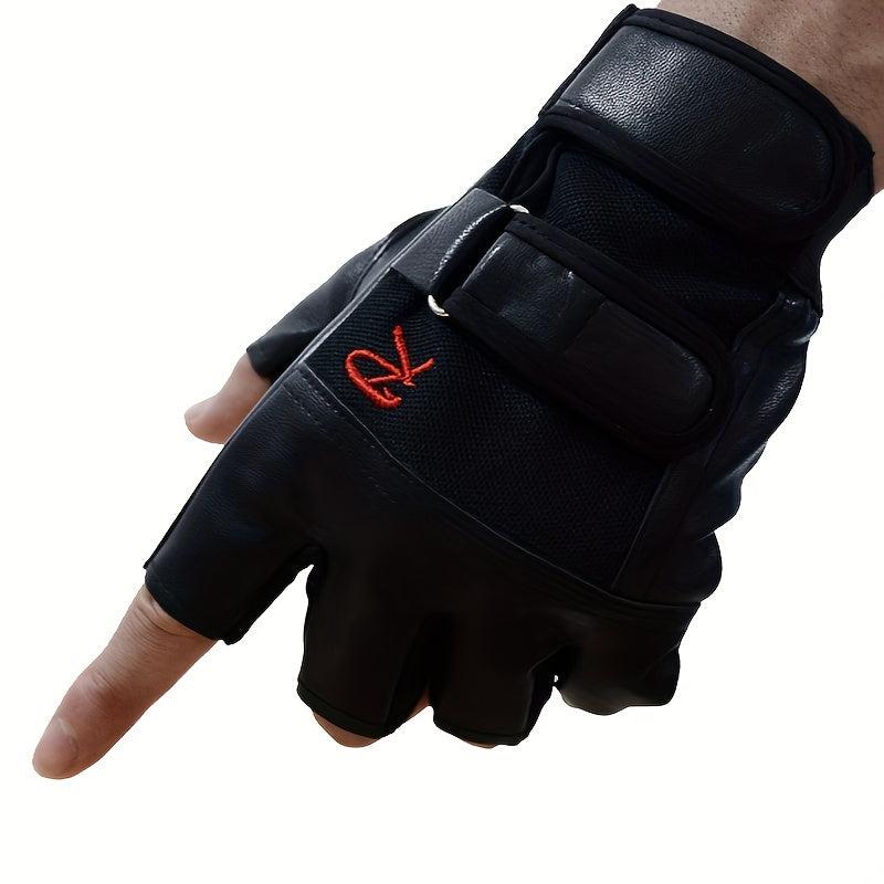 Unisex Tactical Fingerless Gloves PU Leather Outdoor Sports Fitness Half Finger