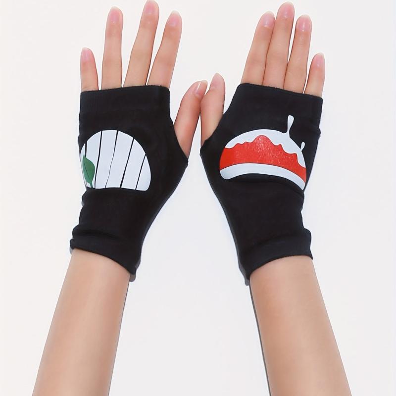 Funny Lip Print Y2K Gloves Fingerless Hip Hop Knitted Gloves