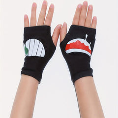 Funny Lip Print Y2K Gloves Fingerless Hip Hop Knitted Gloves