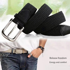Men's Canvas Pin Buckle Elastic Casual Pants Belt