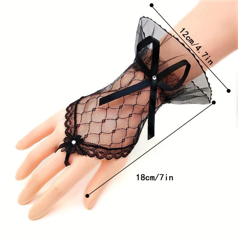 Bowknot Lace Fingerless Gloves for Party Prom Wedding Bridal
